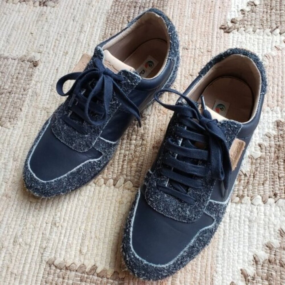 Califortunate Speedway Run Eyelash Fuzzy Leather Sneakers size 8 Navy Blue - Picture 10 of 15
